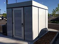 Customized Fiberglass Buildings - 10 (Description: Exterior view of the Driver Relief Station at the newly construction Oak Station.)