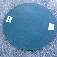 Custom Manhole Covers - 25 (Description: Lightweight Custom Fiberglass Manhole Cover. Pedestrian rated. 35 inch Diameter. Corrosion Resistant. Non-Skid Surface.)