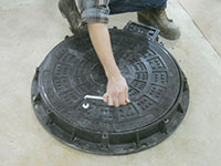 Manhole Risers - 4 (Description: Hinged - Lockable - Traffic Rated - Fiberglass Manhole Cover and Frame)
