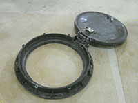 Manhole Risers - 12 (Description: Hinged - Lockable - Traffic Rated - Fiberglass Manhole Cover and Frame)
