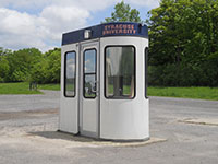 Booths (VPC-HYTECH) - 2 (Description: Our sleek 4 x 6.5 Rectangle/Oval design Parking Booth not only provides the Fiberglass Advantage but looks great while doing it! Syracuse University- Parking Attendant Booth)
